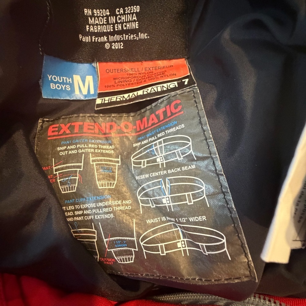 Paul Frank boys deluxe snow ski snowboard red black pants Medium. - Picture 9 of 9